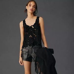 NWT By Anthropologie Floral Appliqué Tank
